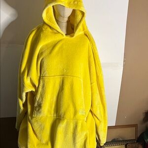 😄Yellow comfy Sherpa kangaroo pouch oversized hoodie sweatshirt